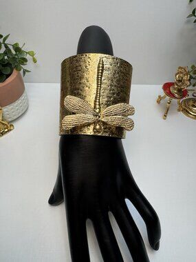 ZARA Gold Tone Oversized  Cuff Bracelet Statement Runway Fashion Jewelry